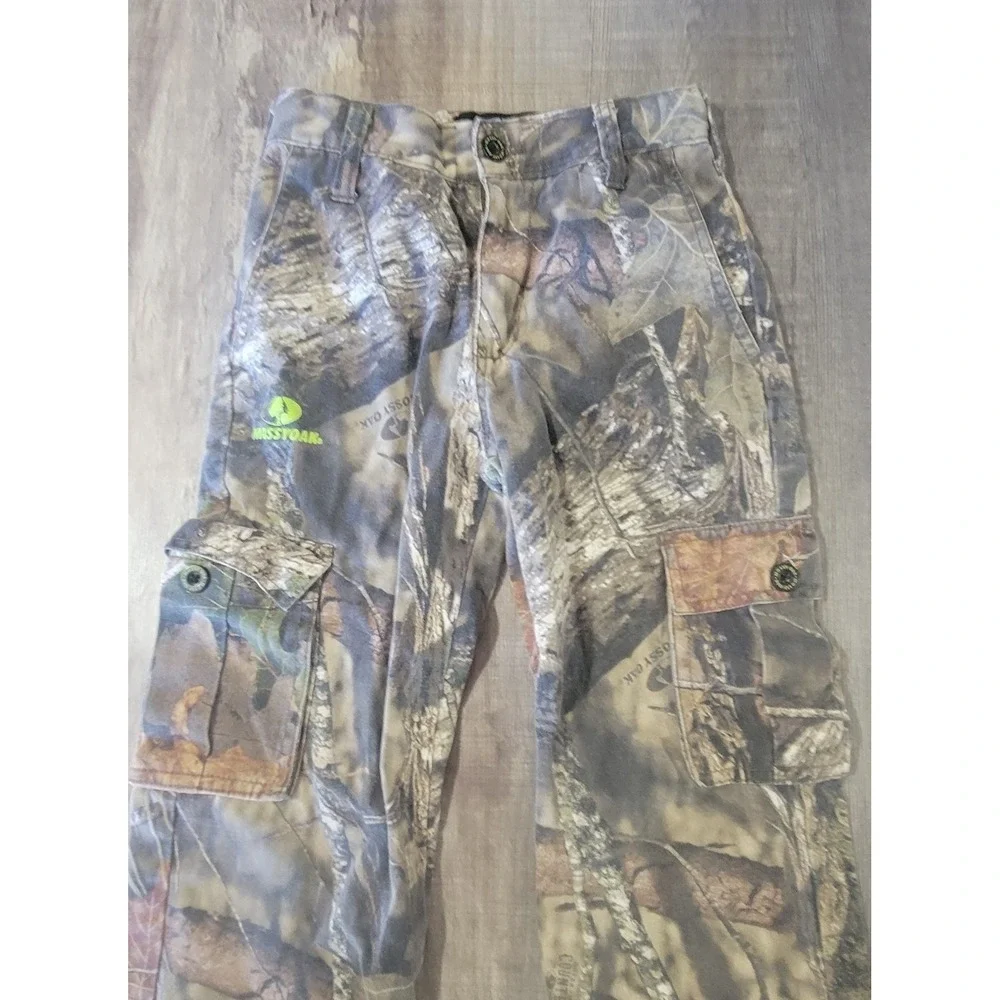 Mossy Oak Hunting Cargo Pants Unisex‎ Medium 8 Youth Camo Adjustable Waist EUC